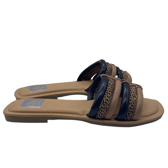 Dolce Vita Slide Sandals Junyper Black Brown Vegan Leather Casual Womens NEW - Picture 2 of 9